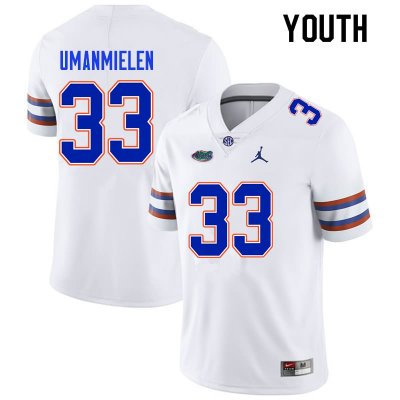 Youth Florida Gators #33 Princely Umanmielen NCAA Nike White Authentic Stitched College Football Jersey MJR8162CA